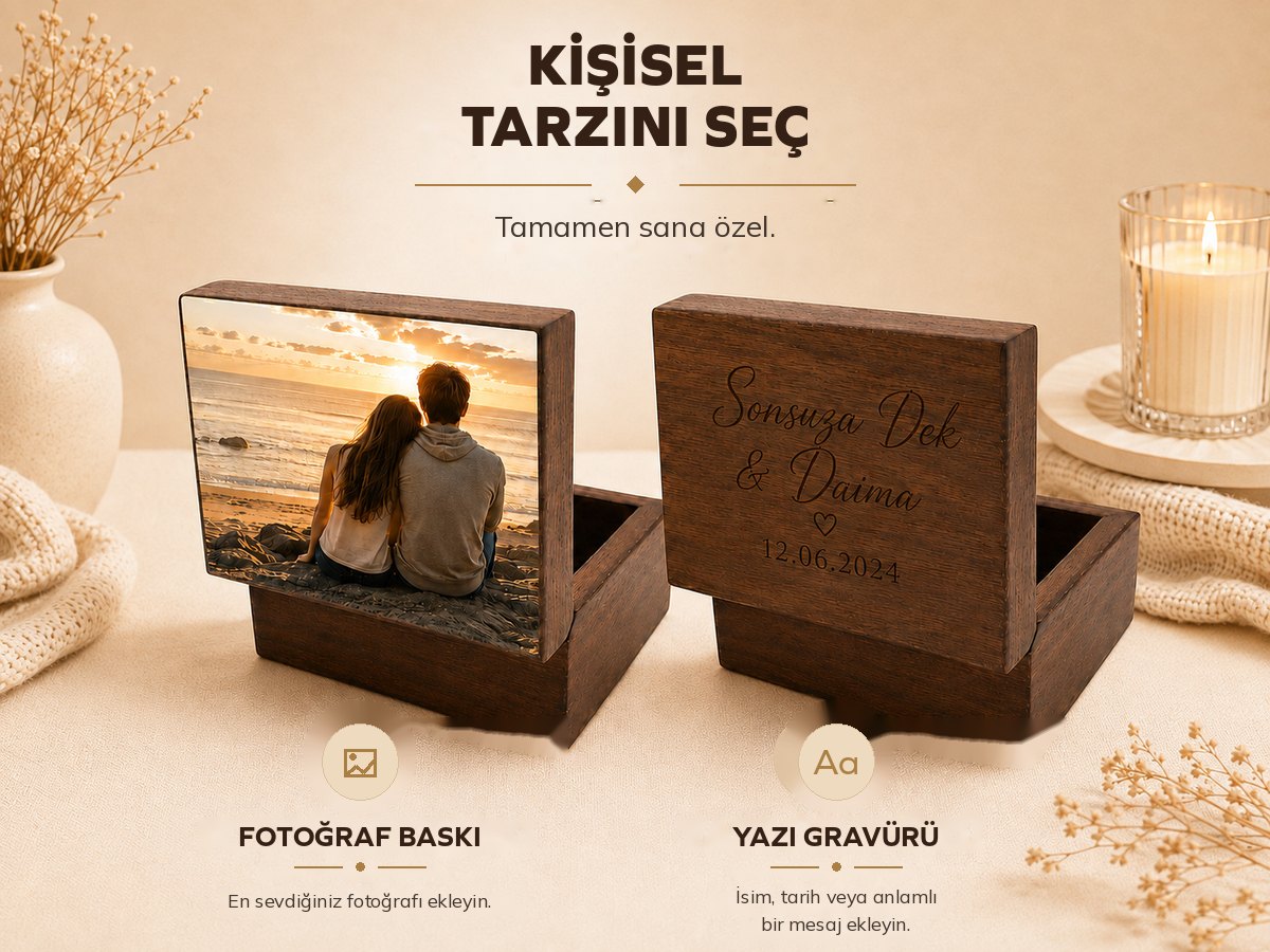 Kişisel tarzını seç - fotoğraf baskı ve yazı gravürü seçenekleri